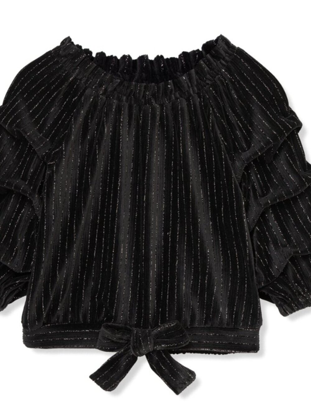 NWT Habitual Velour Gathered Sleeves Black Top